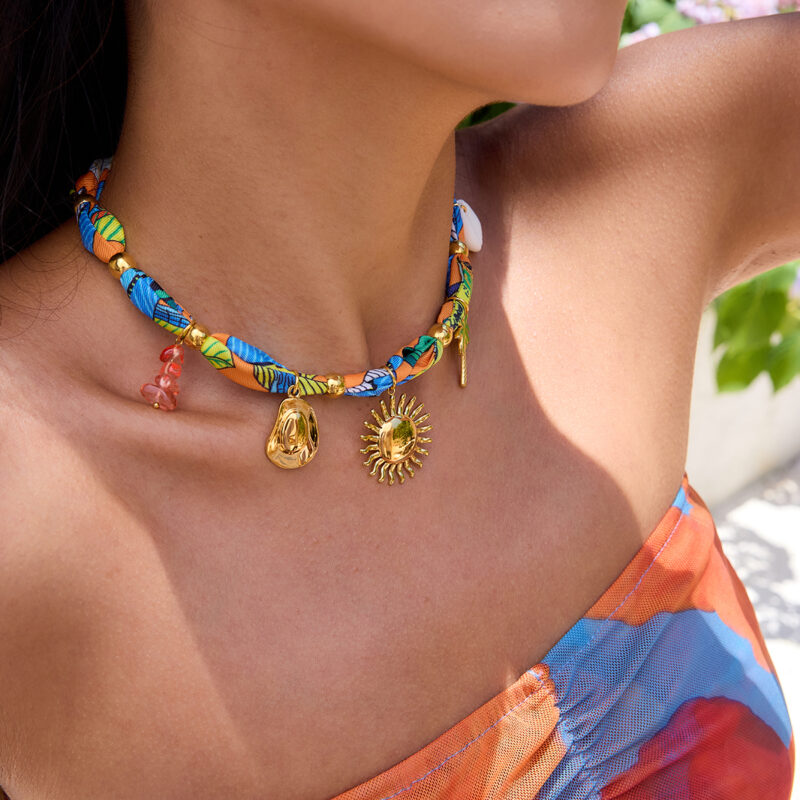 Tropical Natural Stone Shell Scarf Necklace - Image 2
