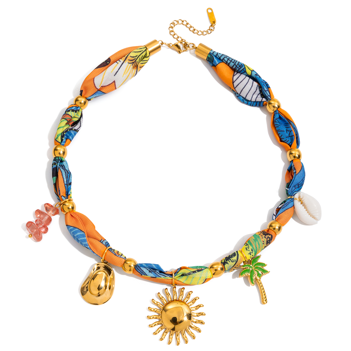 Tropical Natural Stone Shell Scarf Necklace