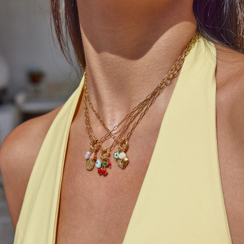 Gold Pearl Crystal Pineapple Pendant Adjustable Necklace - Image 3