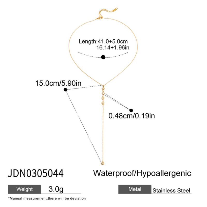 Gold Zircon Pendant Y Shape Necklace - Image 4