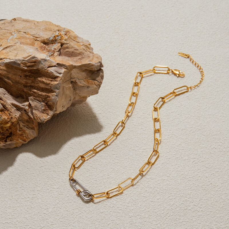 Gold Silver Pin Necklace Chain Accessory - Image 4