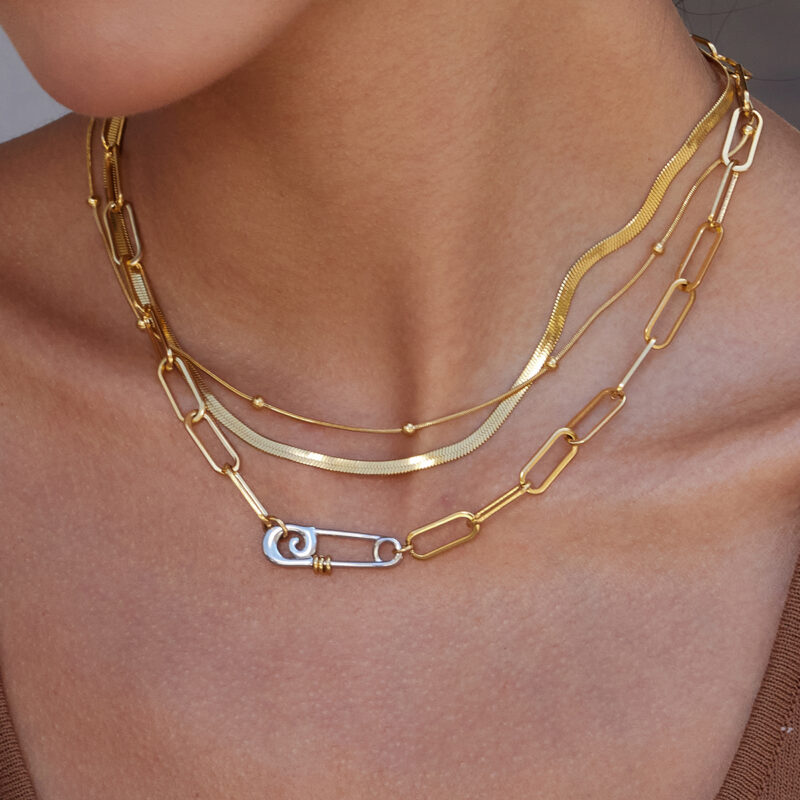 Gold Silver Pin Necklace Chain Accessory - Image 3