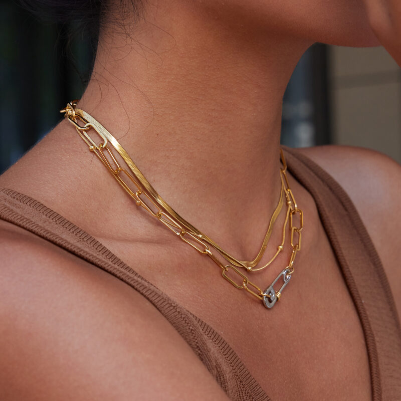 Gold Silver Pin Necklace Chain Accessory - Image 2