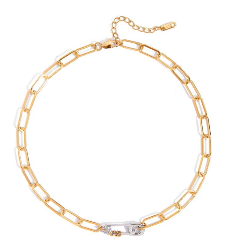 Gold Silver Pin Necklace Chain Accessory