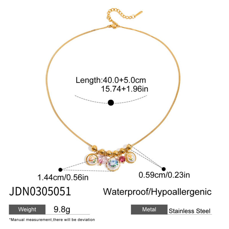 Romantic Gold Stainless Steel Zircon Crystal Necklace - Image 5