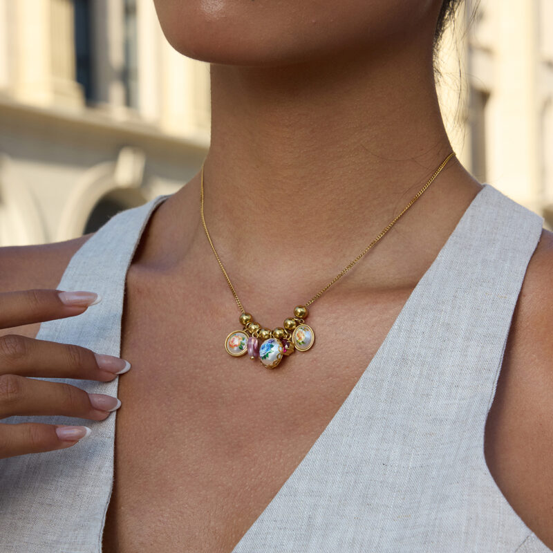 Romantic Gold Stainless Steel Zircon Crystal Necklace - Image 3
