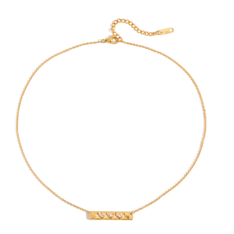 White Diamond Heart Square Necklace