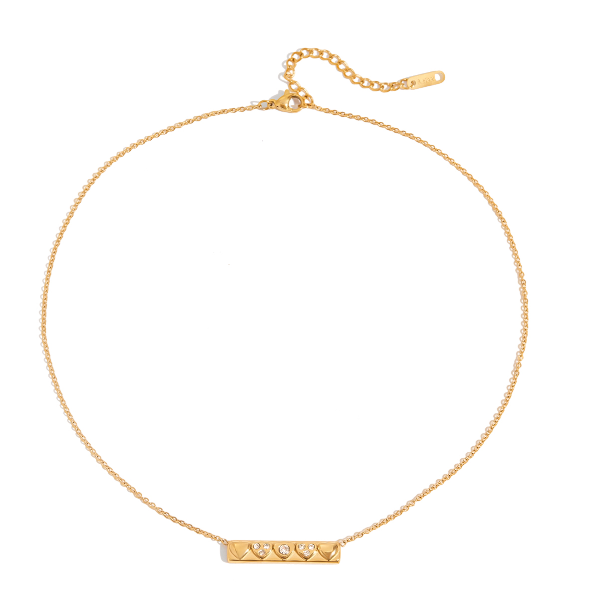 White Diamond Heart Square Necklace
