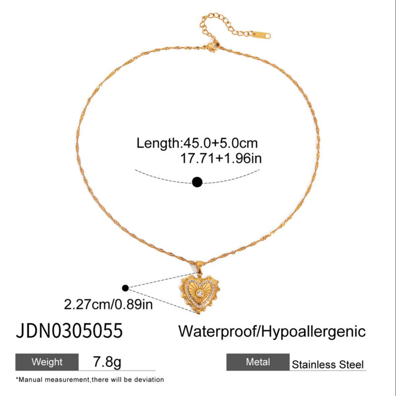 White Diamond Heart Pendant Necklace - Image 4