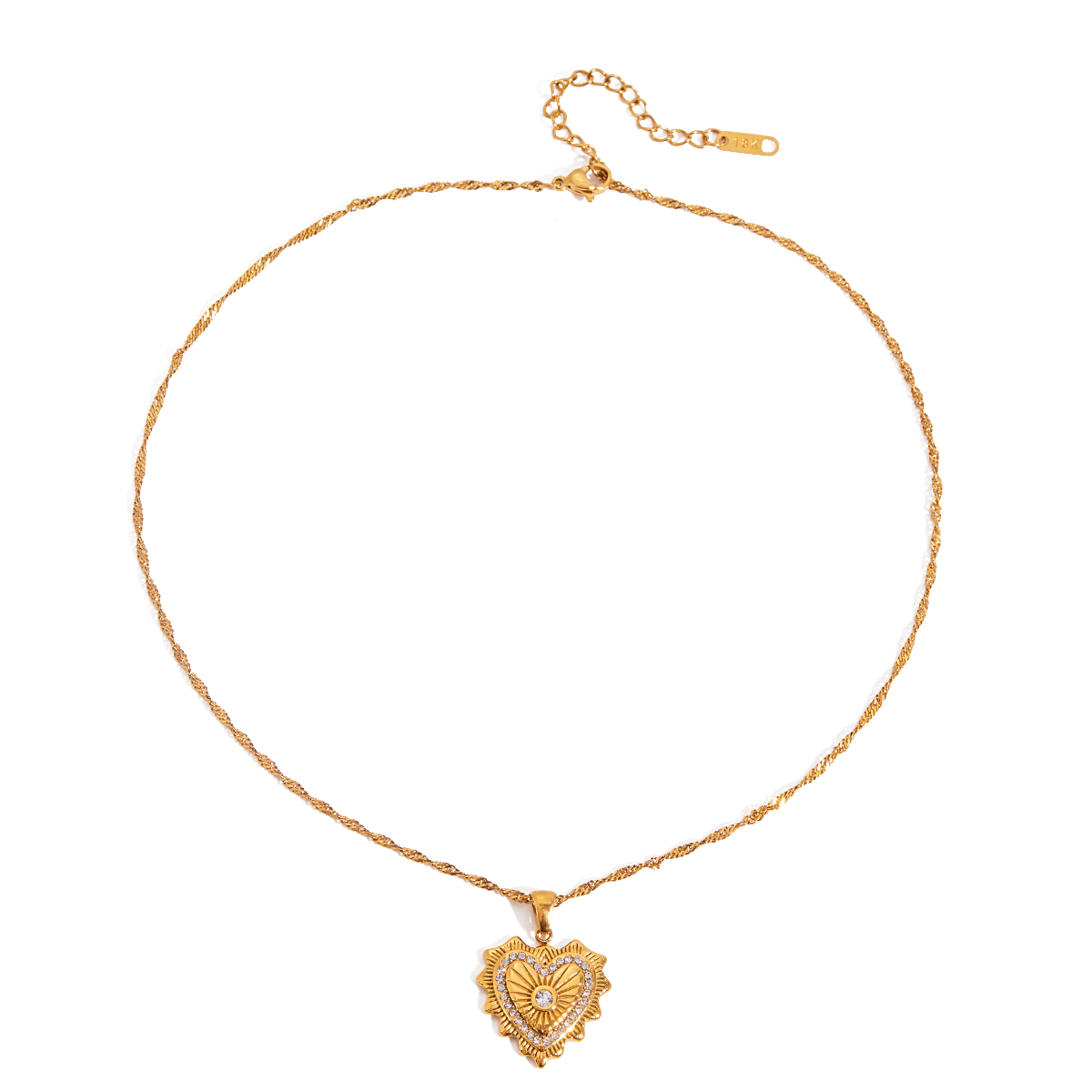 White Diamond Heart Pendant Necklace