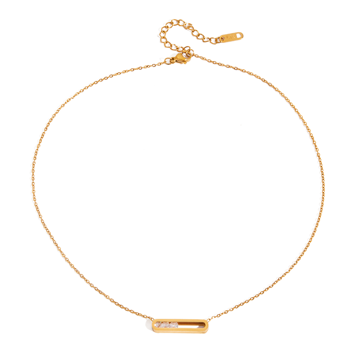 White Diamond Rectangle Pendant Necklace