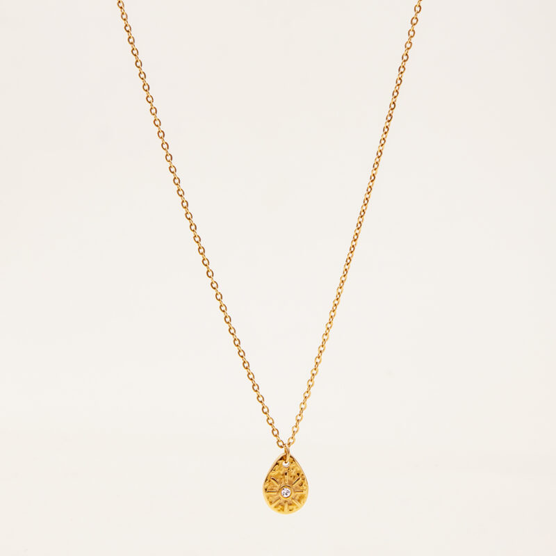 White Zircon Sun Drop Pendant Necklace - Image 3