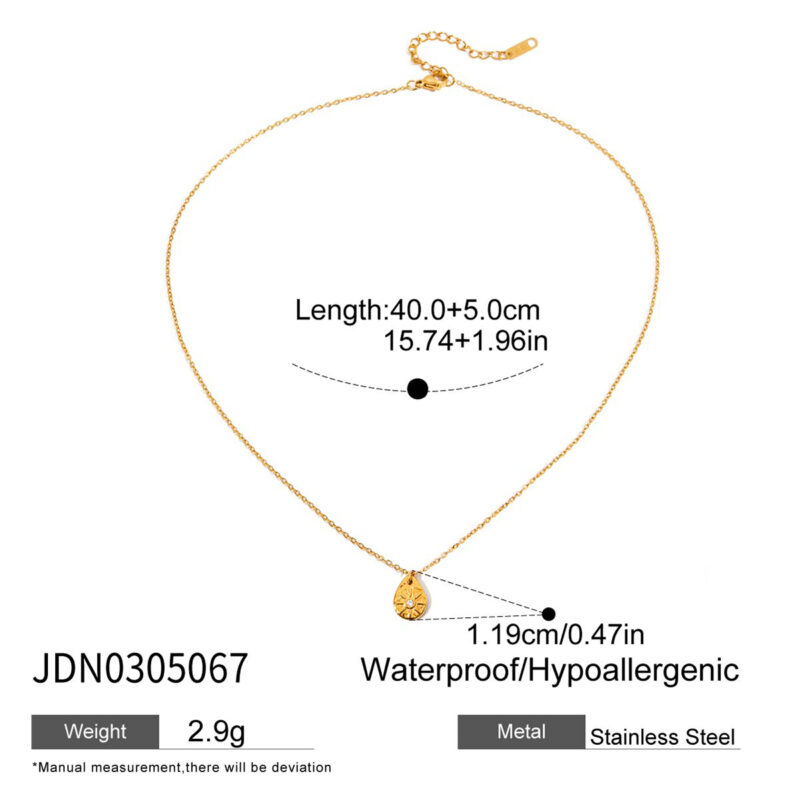 White Zircon Sun Drop Pendant Necklace - Image 4