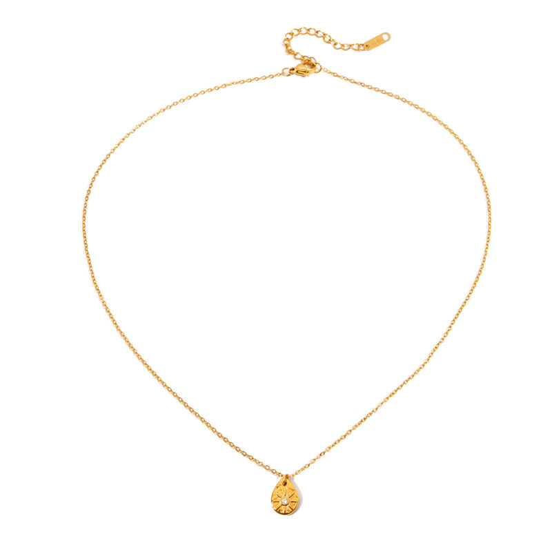 White Zircon Sun Drop Pendant Necklace