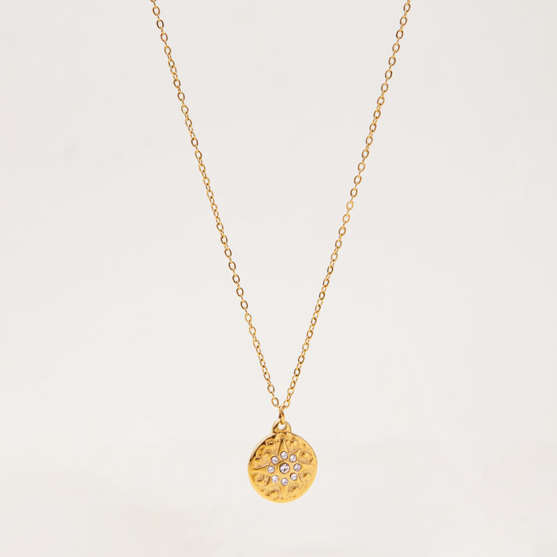 White Zircon Starburst Pendant Necklace - Image 3