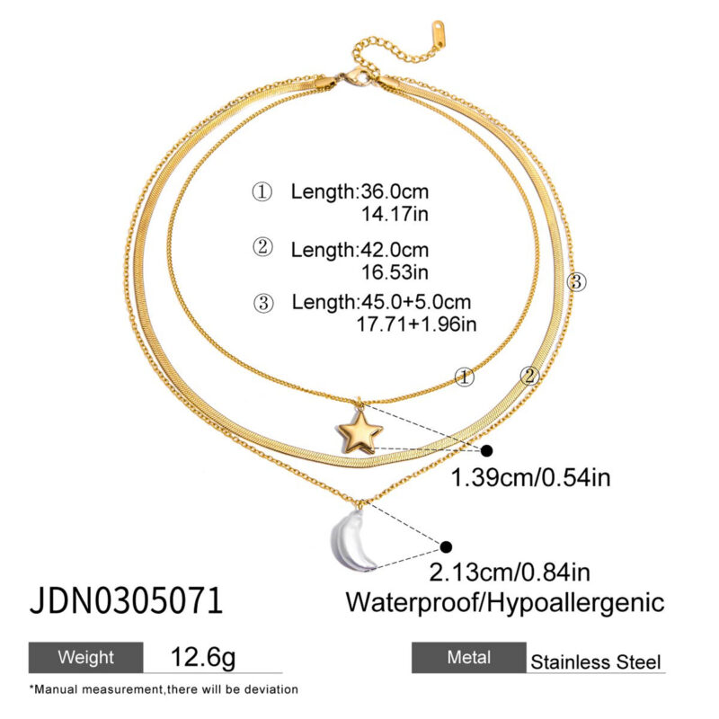 Freshwater Pearl Moon Star Layered Necklace - Image 6