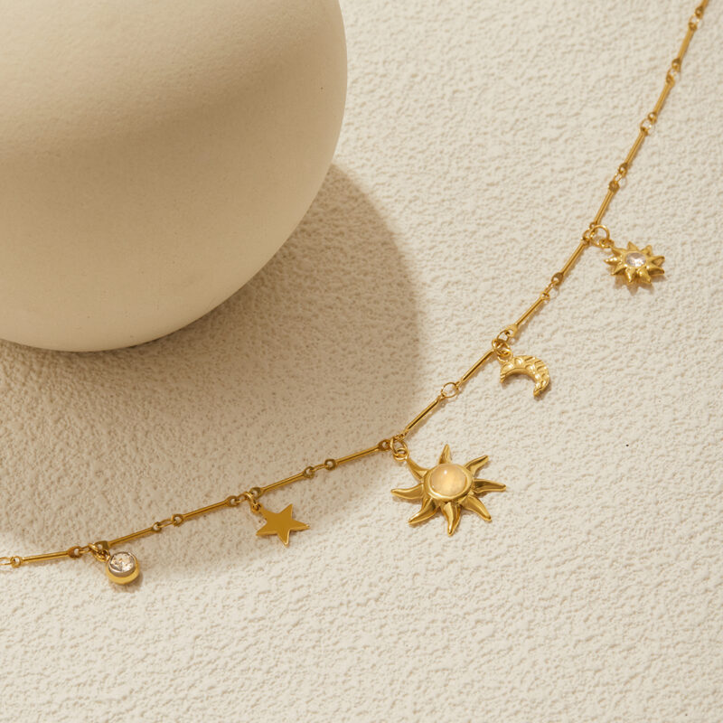 Celestial Pendant Necklace With Moonstone Charms - Image 4
