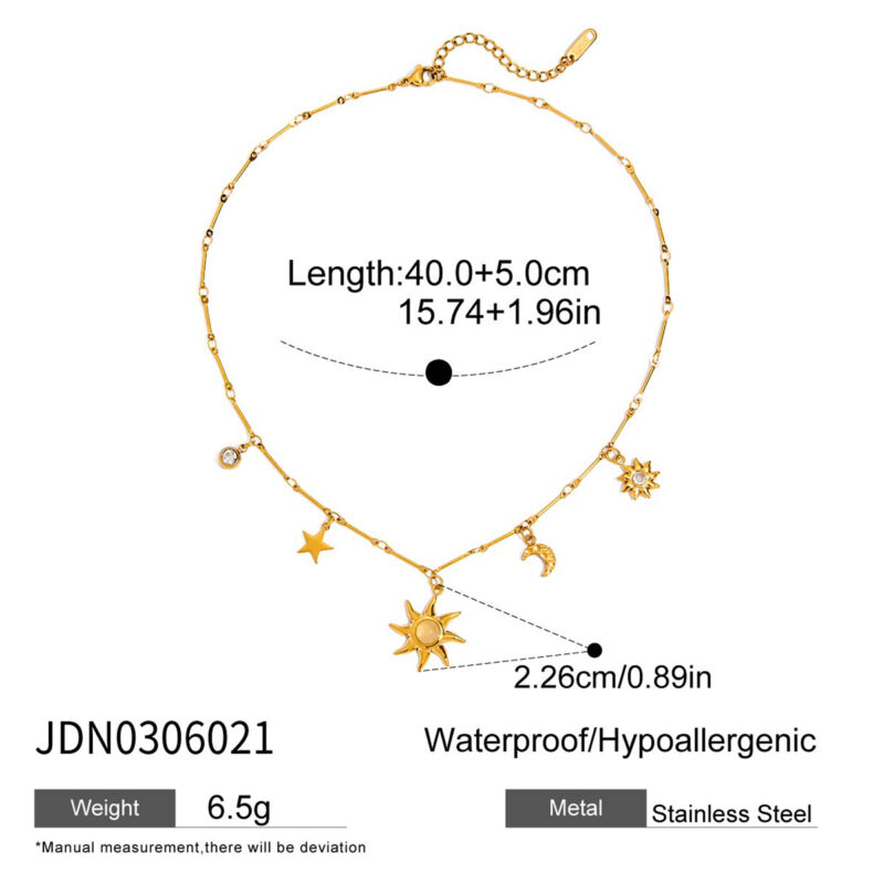 Celestial Pendant Necklace With Moonstone Charms - Image 5