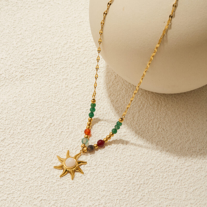 Sun Pendant Crystal Necklace With Zircon - Image 4
