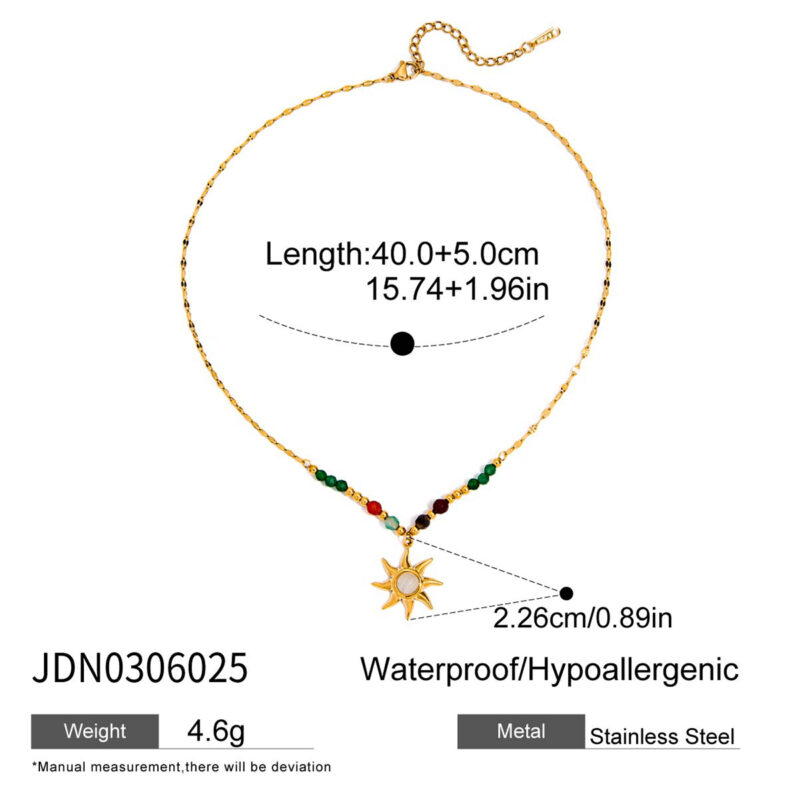 Sun Pendant Crystal Necklace With Zircon - Image 5