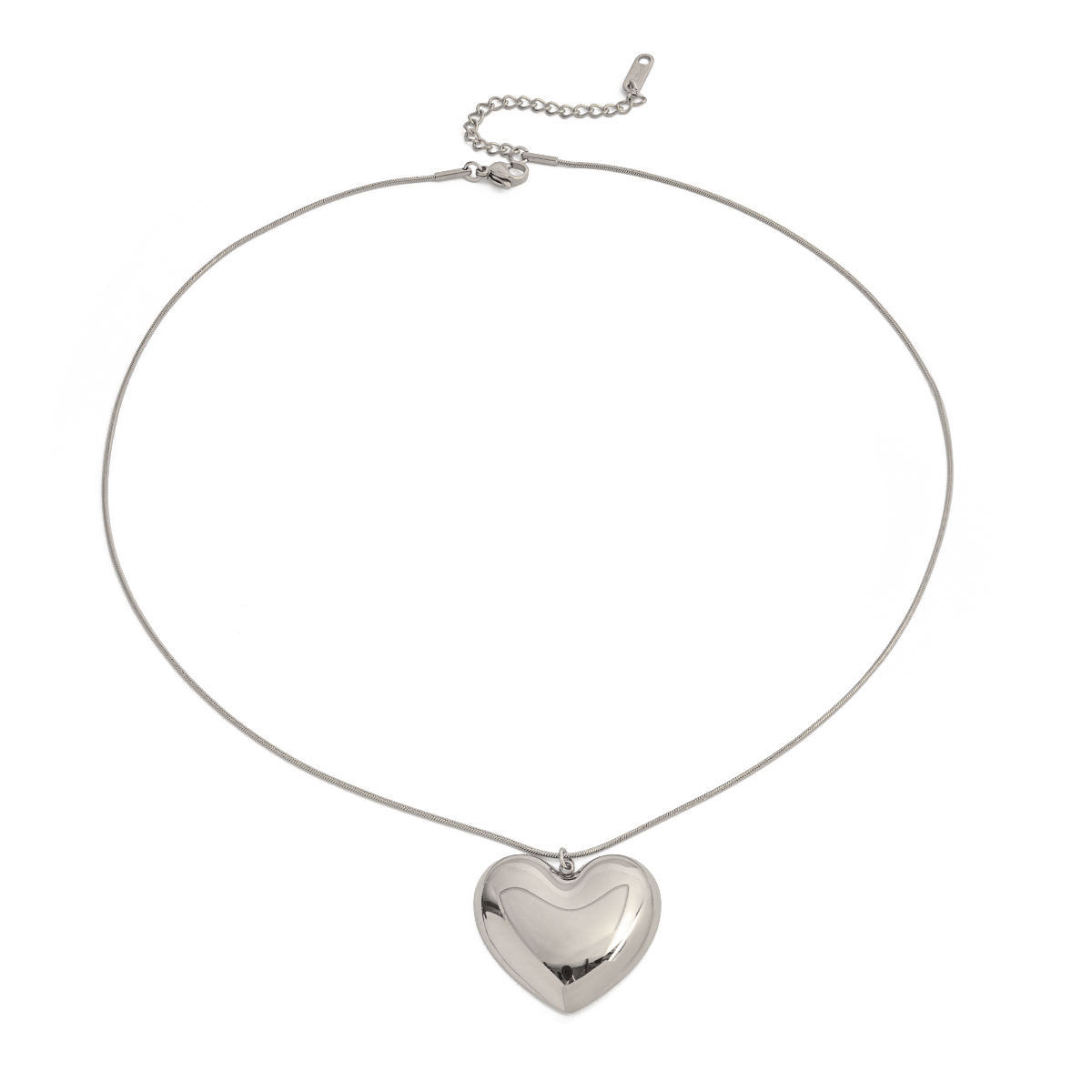 Steel Heart Shiny Pendant Necklace