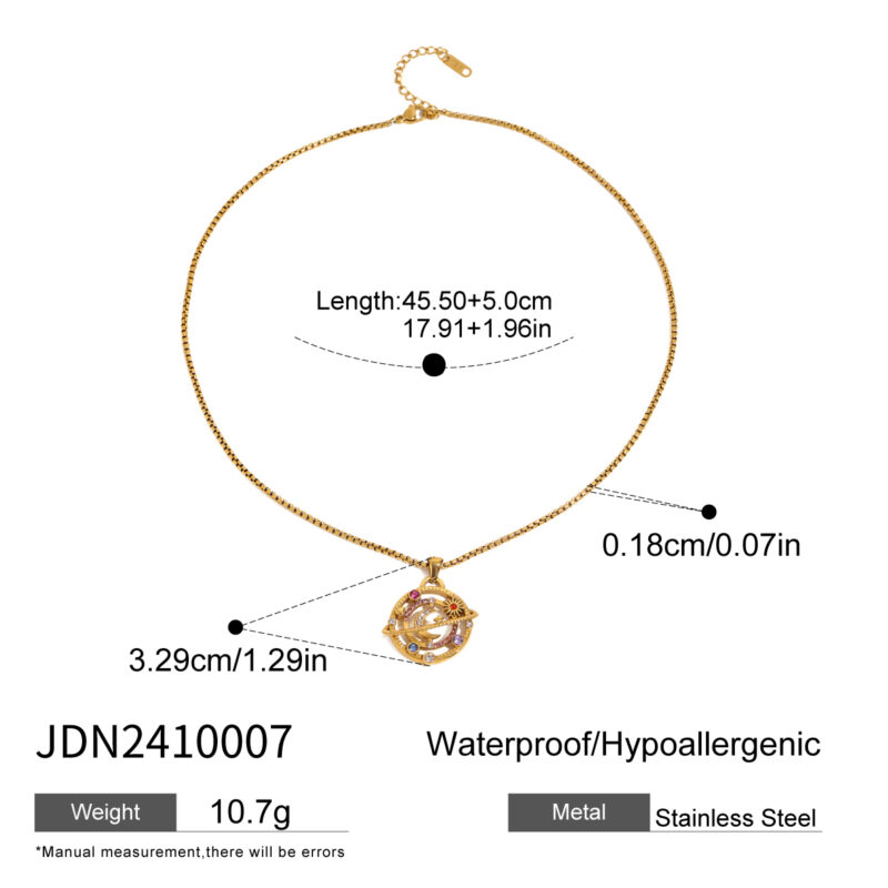 18K Gold CZ Star Moon Chain Necklace - Image 5