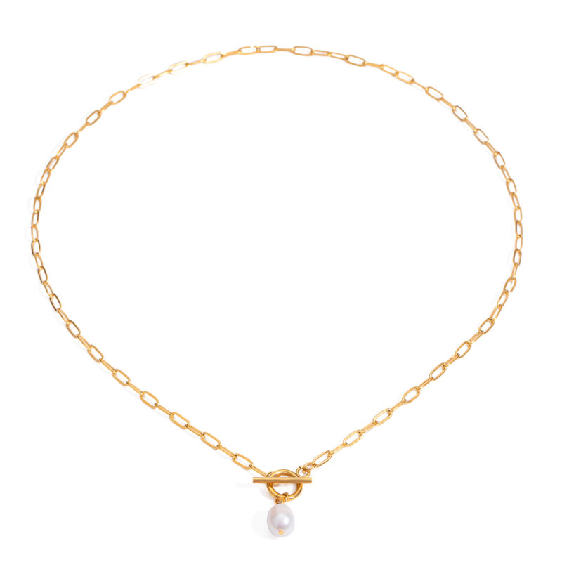18K Gold Stainless Steel Pearl OT Necklace