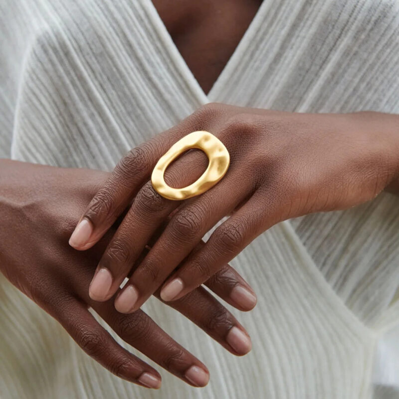 Hammered Open Circle Statement Ring - Image 2