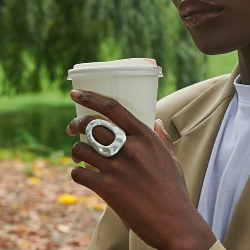 Hammered Open Circle Statement Ring - Image 4
