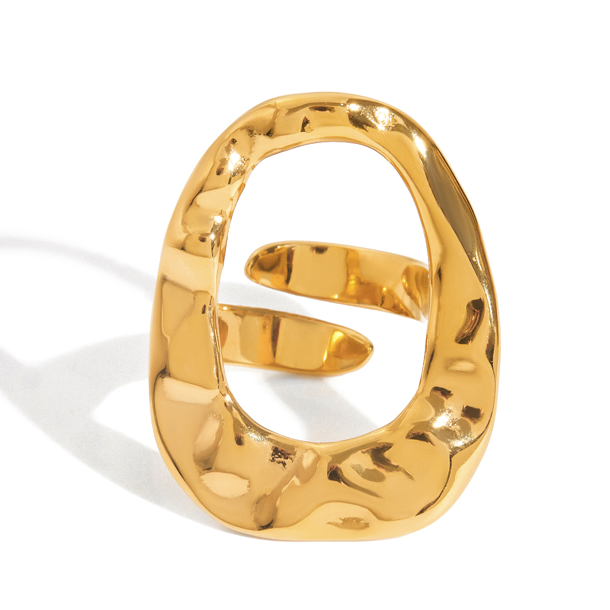 Hammered Open Circle Statement Ring