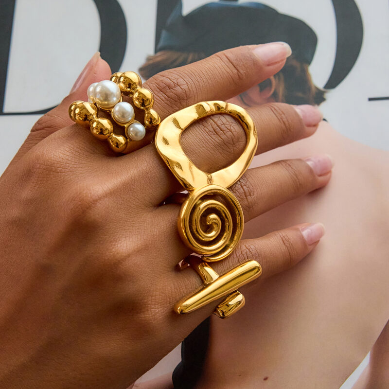 Hammered Open Circle Statement Ring - Image 3