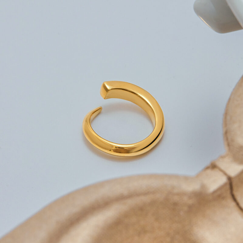 Square Zircon Minimalist Open Ring - Image 4