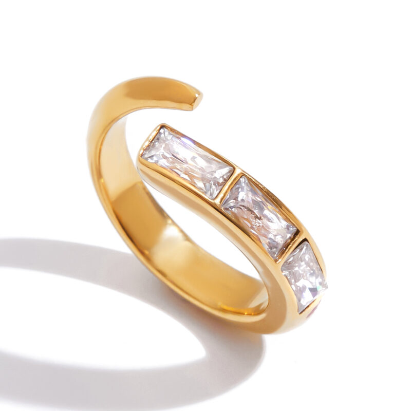 Square Zircon Minimalist Open Ring