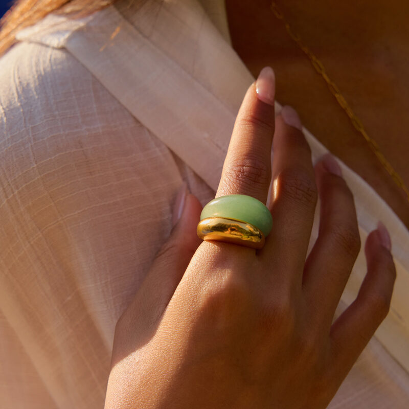 Green Aventurine Natural Stone Ring - Image 3