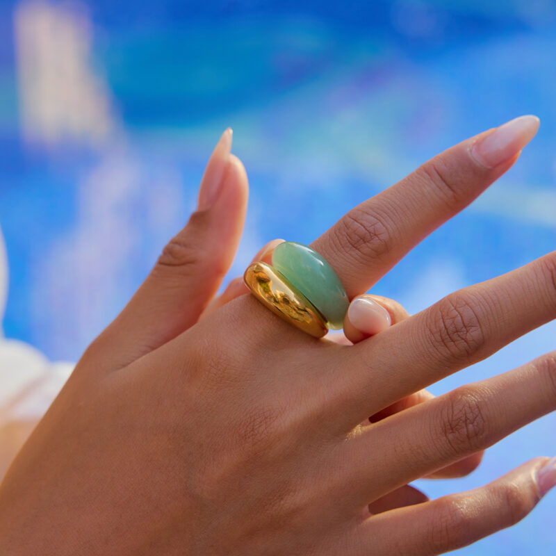 Green Aventurine Natural Stone Ring - Image 2