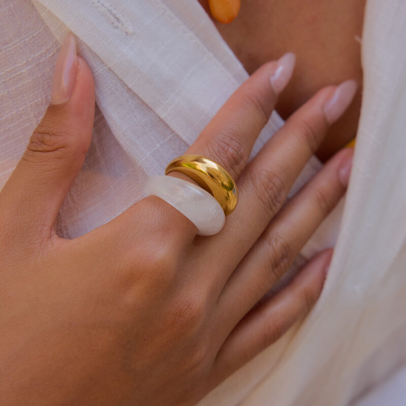 White Crystal Natural Stone Ring - Image 2