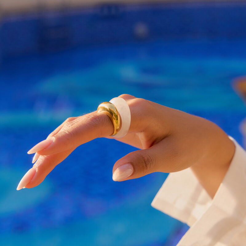 White Crystal Natural Stone Ring - Image 3