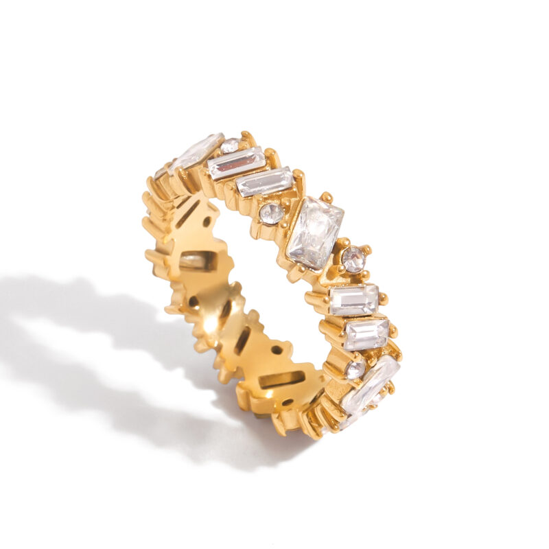 Unique Shape White Zircon Ring