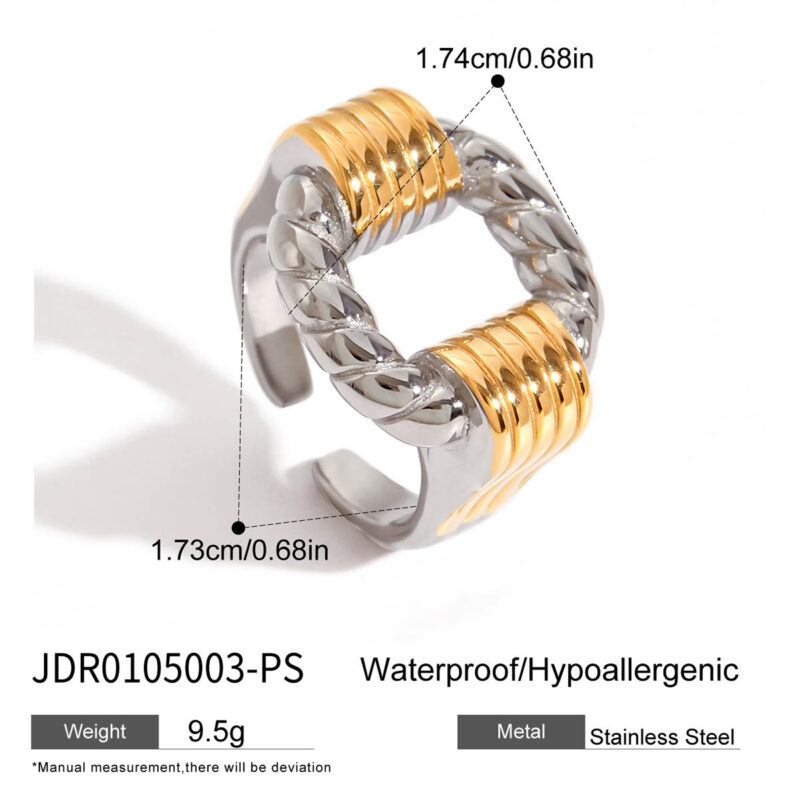 Two-Tone Twisted Open Ring in Gold Steel - Image 6