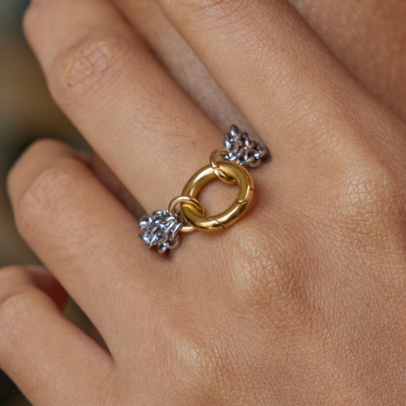 Gold Silver Triple Chain DIY Ring - Image 3