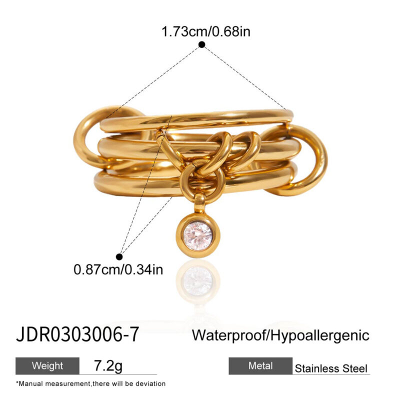 Gold Zircon Multi Ring Stacking Finger Ring - Image 4