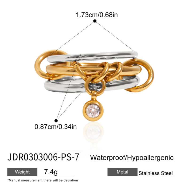 Gold Silver Zircon Multi Ring Stacking Finger Ring - Image 4