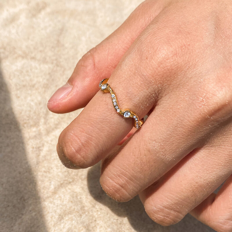 White Diamond Wave Ring - Image 2