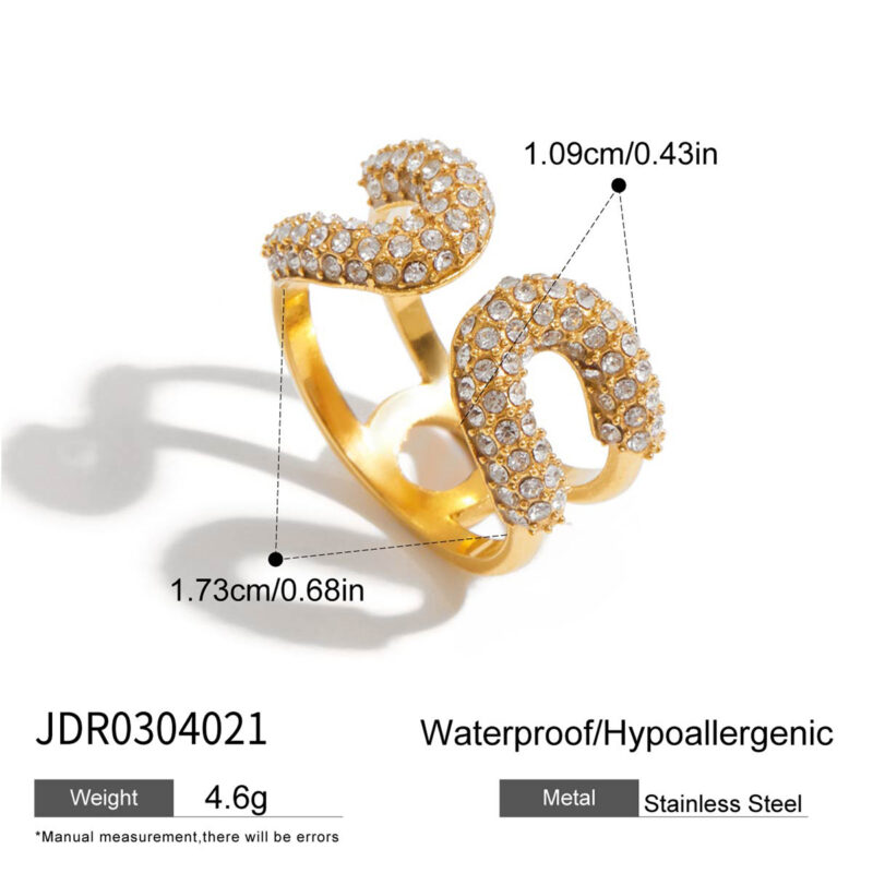 White Diamond Paperclip Open Ring - Image 4