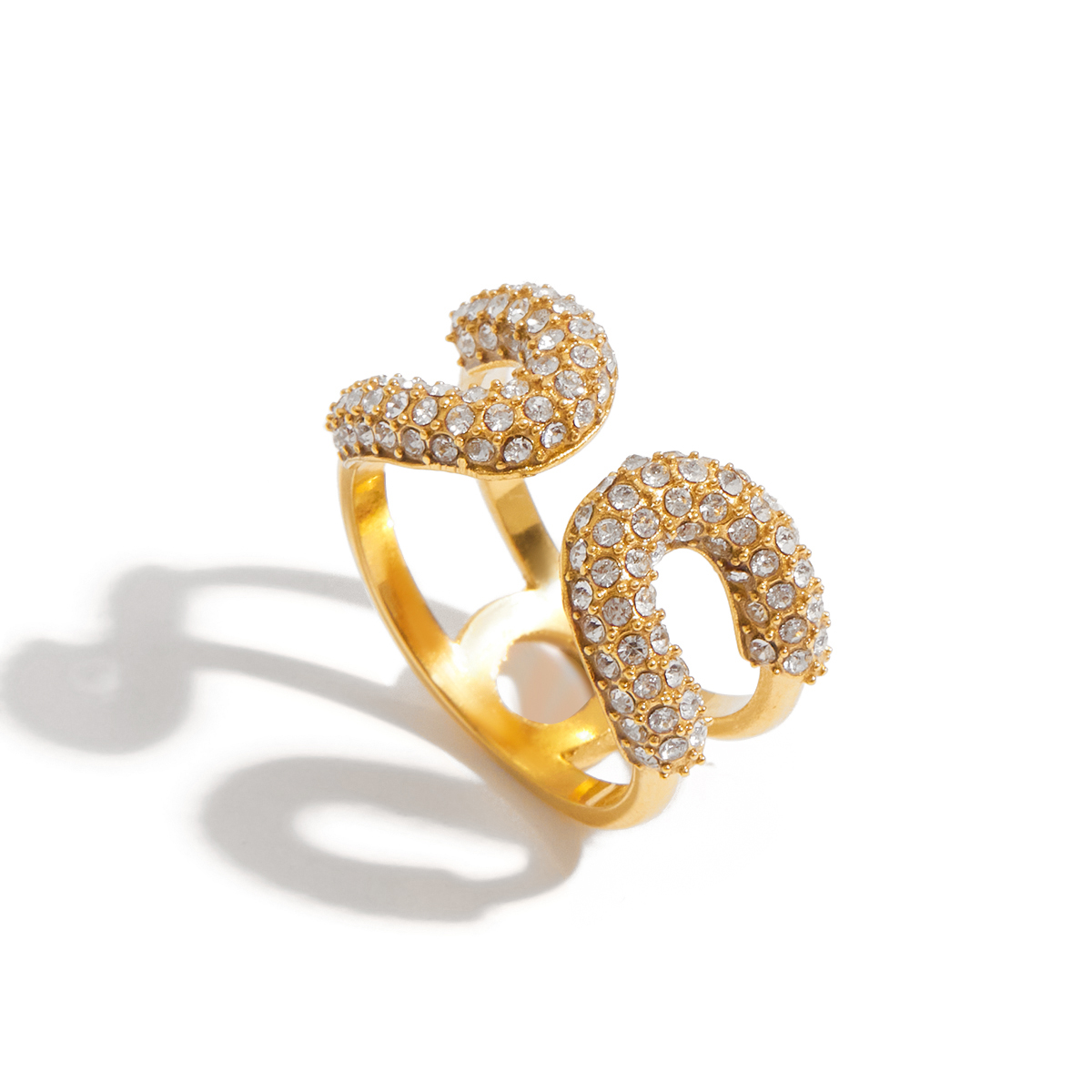 White Diamond Paperclip Open Ring