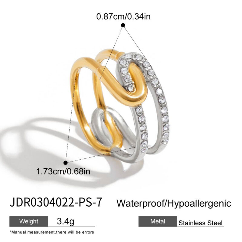 Gold Silver Wrapped Diamond Paperclip Ring - Image 4