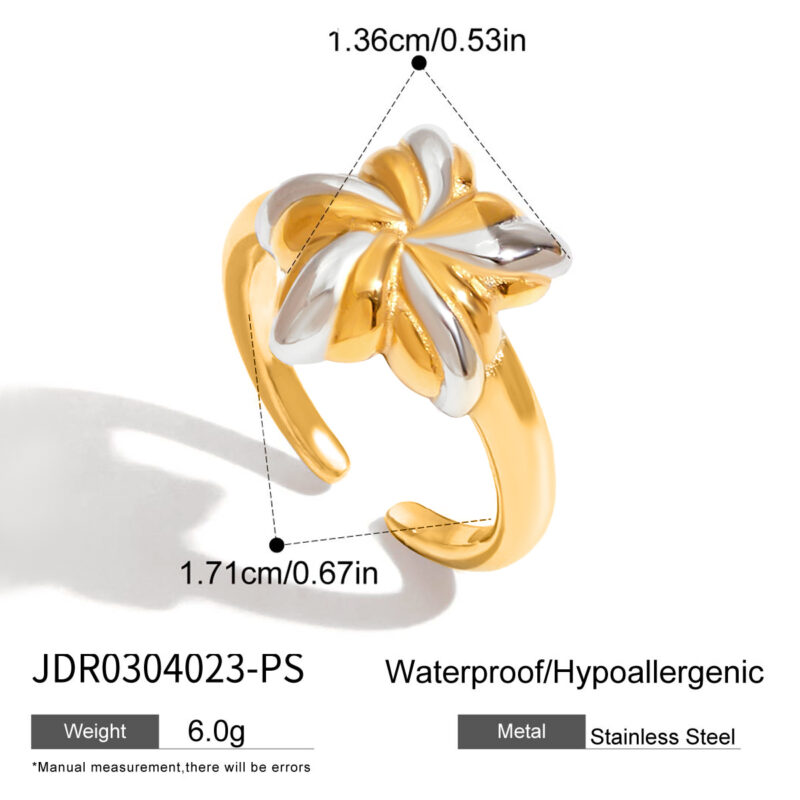 Gold Silver Star Open Ring - Image 4