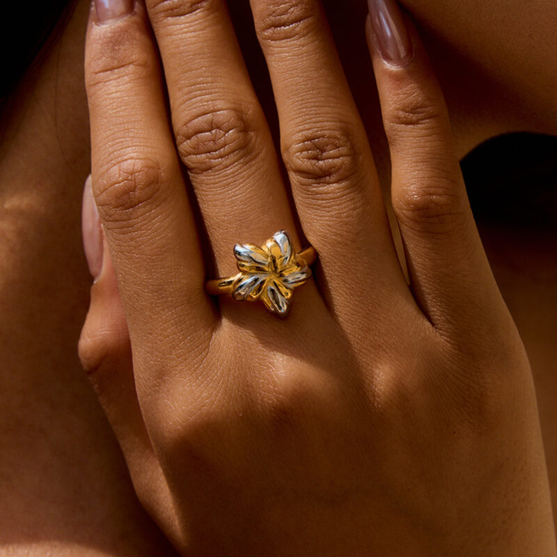 Gold Silver Star Open Ring - Image 2