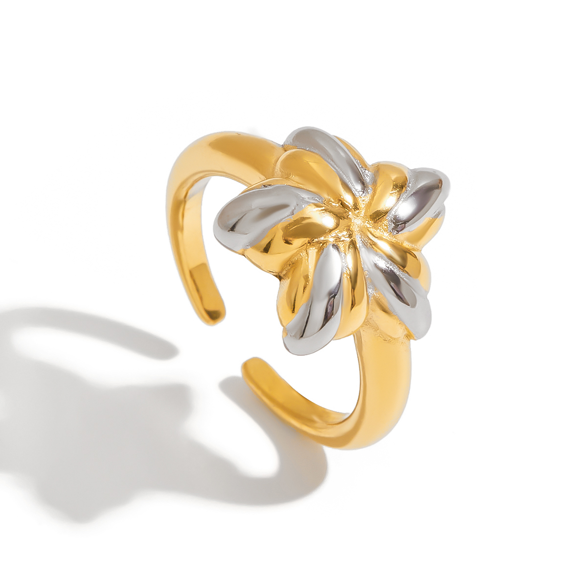 Gold Silver Star Open Ring