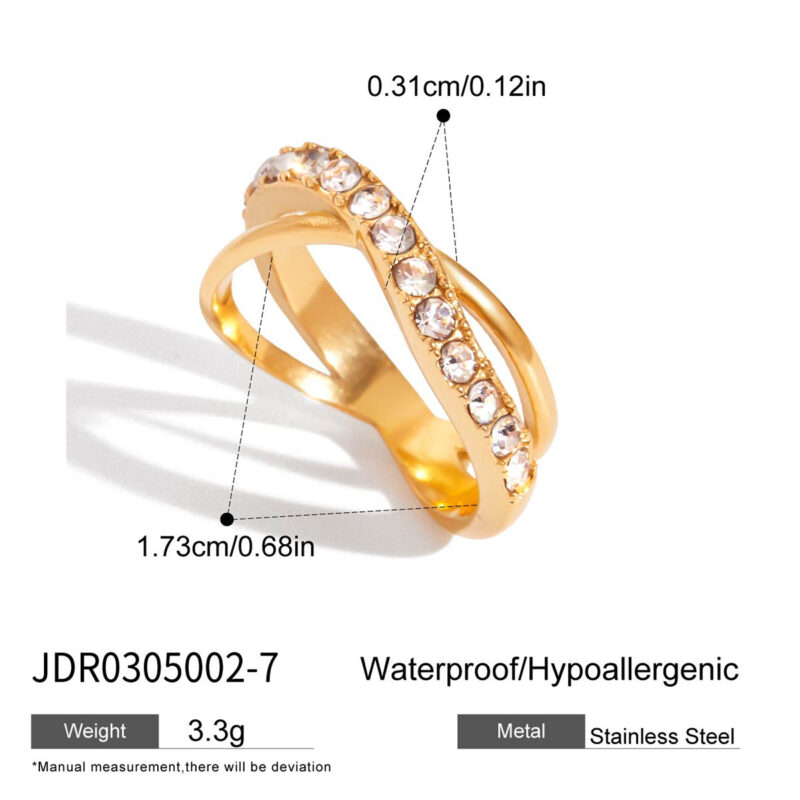 White Diamond Cross Line Ring - Image 5